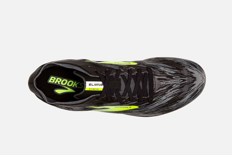 Brooks ELMN8 v5 Spikes Shoes Mens Black/Green 150682-XKA